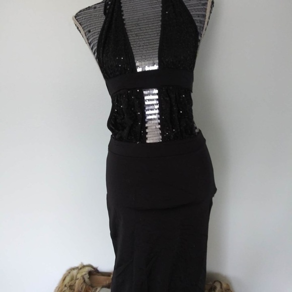 BLACK SEQUIN GOWN - Picture 1 of 7